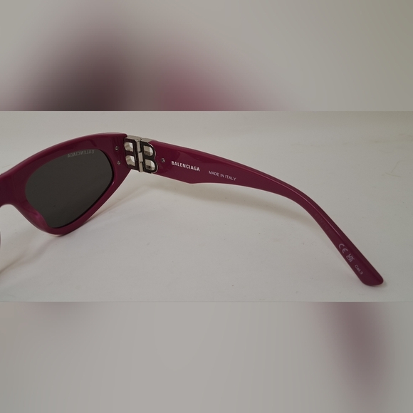 Balenciaga Sunglasses Fuschia Gray BB Temples Oval Cat Eye BB0095S 53-19-135 XL - Picture 5 of 16